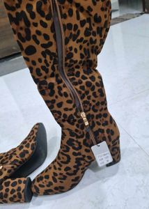 Leopard Print Knee-High Boots size 38