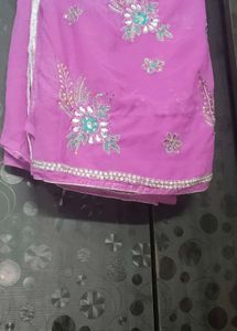 Embroidered Purple Saree