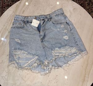 Light Wash Ripped Denim Shorts