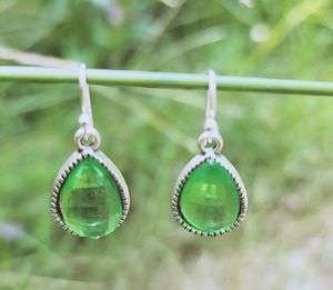 Green Teardrop Dangle Earrings