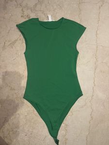Solid Green Sleeveless Bodysuit