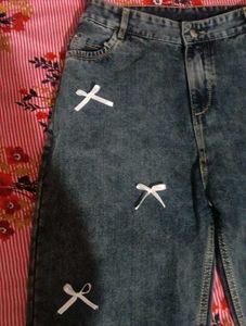 Embroidered Wide Leg Jeans