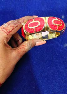 Chunky Red & Gold Bangle Bracelet