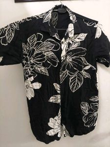 Women's Black Floral Short Sleeve Shirt