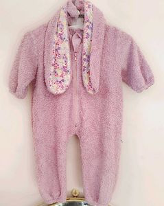 Cute Pink Fleece Baby Romper