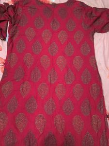 Red Kurti with Golden Print
