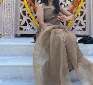 Elegant Brown Kurta Set with Dupatta