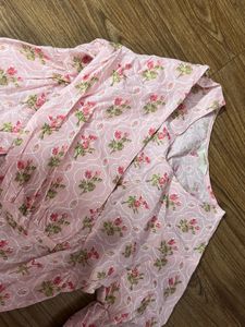 Pink Floral Print short Kurti