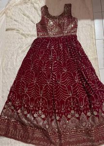 Elegant Maroon Embroidered Gown