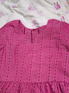 Vibrant Pink Printed short kurti
