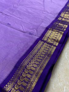 Purple Cotton Saree with Border