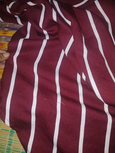 Maroon Striped V-Neck Top