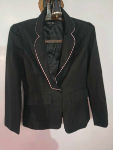 Chic Black Blazer with Pink Trim