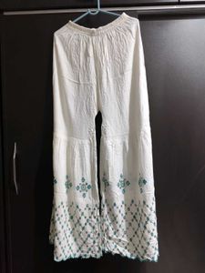 White Embroidered Palazzo Pants
