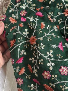 Elegant Two Tier Green Pre stitched Saree with Res