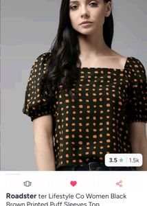 Roadster Black Printed Puff Sleeves Top