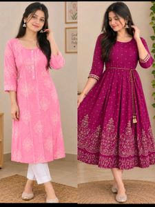 A line frock kurta combo