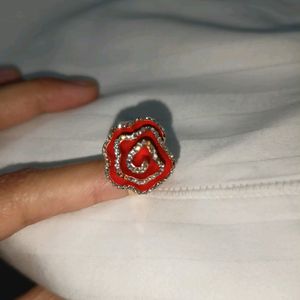 Red Black Golden Rose Ring