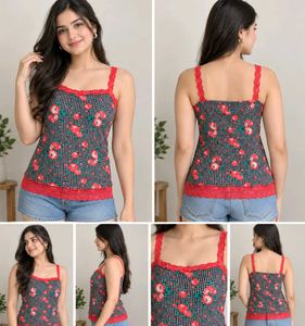 tezenis Floral Lace Trim Cami Top
