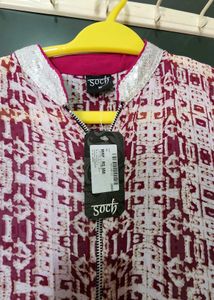 Maroon and White Printed Kurta soch