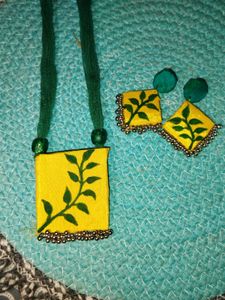 Handmade Fabric Necklace &amp; Earrings Set
