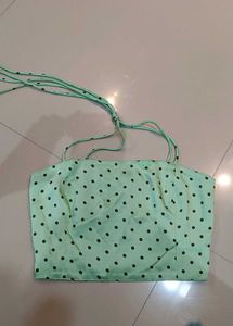 Polka Dot Halter Neck Crop Top