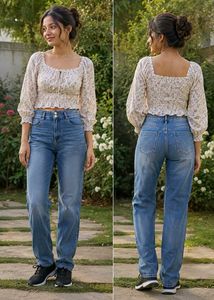Straight fit denim jeans