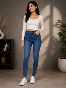 High-Waisted Skinny Blue Jeans