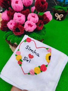 Hand Embroidered handkerchief coustmize any name