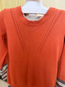Orange Knit Sweater Dress