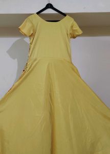 Yellow Embroidered Ethnic Gown