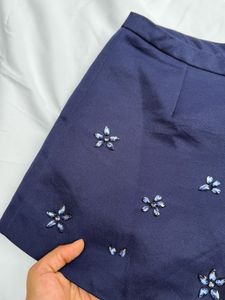 Navy Blue Embellished Shorts