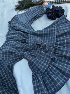 Midnight plaid corset crop top