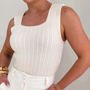White Sleeveless Tank Top