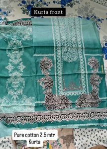 Pure Cotton Teal Kurta Fabric