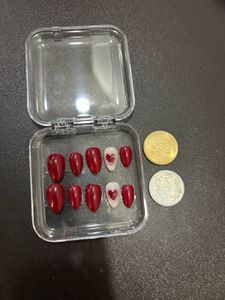 Cherry Red Heart Press-On Nails