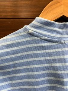 Striped Mock Neck T-Shirt