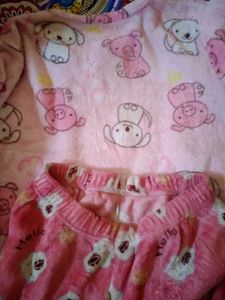 Adorable Pink Plush Pajama Set