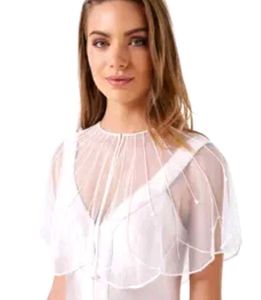 🤍Sheer Embellished White Cape
