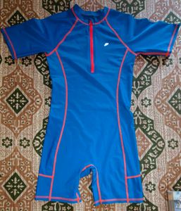 Blue Swim Bottoms with Orange Trim