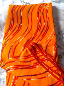 Organge Georgette Saree With Blouse Peice
