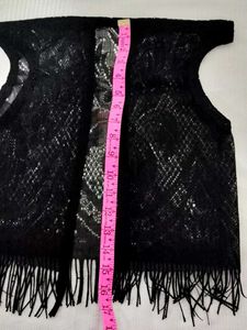 Black Fringe Knit Cover-Up 💝