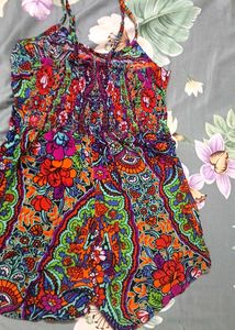Vibrant Paisley Print Mini Dress