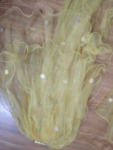 Elegant Golden veil with Floral Embellishments