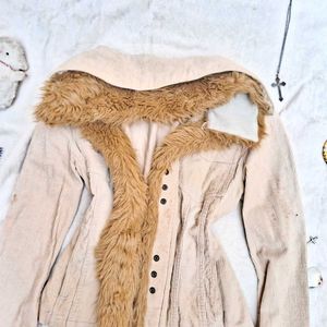 y2k Faux Fur Trim Denim Jacket