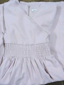 Light Pink Smocked Waist Midi Dress
