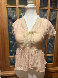Thailand Embroidered V-Neck Peplum Top