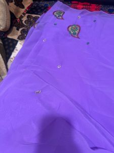 Elegant Embroidered Purple Saree