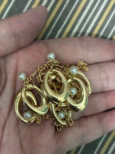 Gold-Tone Necklace with Pearl Accents