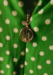 Green Polka Dot Sleeveless Zip Top